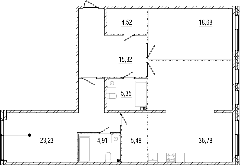 2-комнатная квартира 114.27 м², 1/9 эт., ЖК «Мануфактура James Beck»